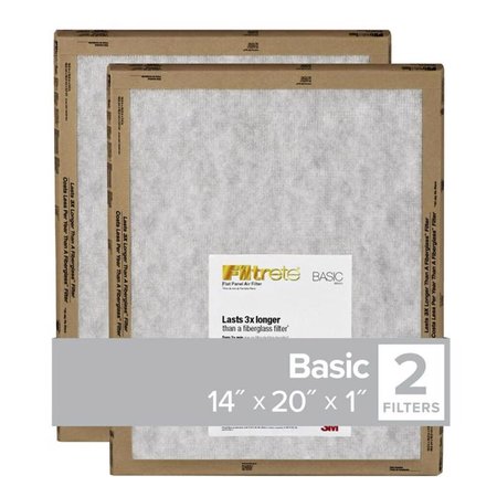 Filtrete 14 in. W X 20 in. H X 1 in. D Synthetic 1 MERV Flat Panel Filter , 2PK FPL05-2PK-24